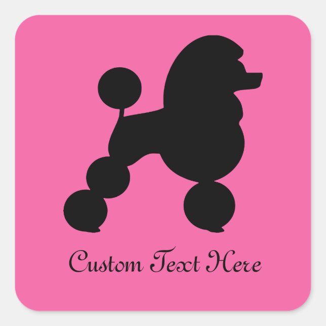 Adesivo Quadrado Poodle Preto Personalizado a Rosa (Frente)