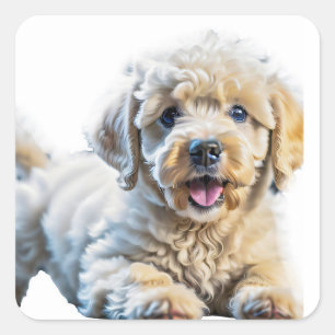 Adesivo Quadrado Poodle Puppy