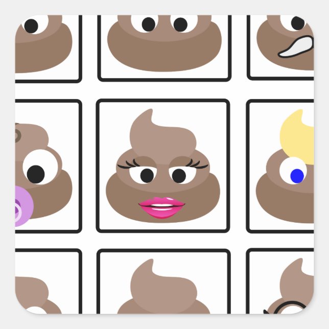 Adesivo Quadrado Poop Muitos Rostos (Frente)