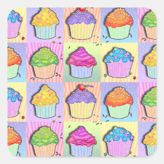 Adesivo Quadrado Pop Art CUPCAKES STICKER