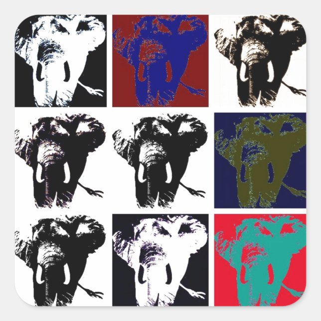 Adesivo Quadrado Pop Art Elephants (Frente)