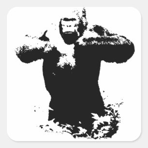 Adesivo Quadrado Pop Art Gorilla Beating Chest Square Sticker