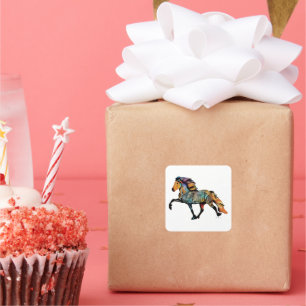 Adesivo Quadrado Pop Art Islandês Horse