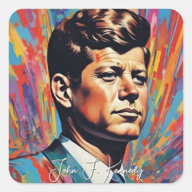 Adesivo Quadrado Pop Art Jack JFK John F. Kennedy (Frente)