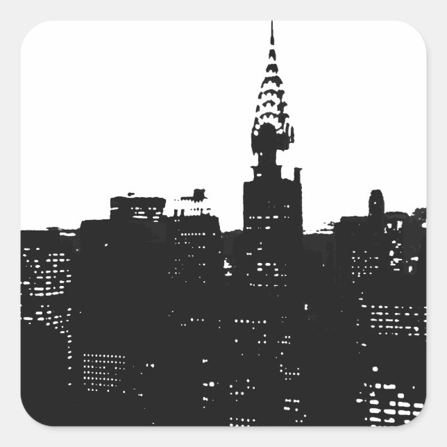 Adesivo Quadrado Pop Art New York Silhouette (Frente)
