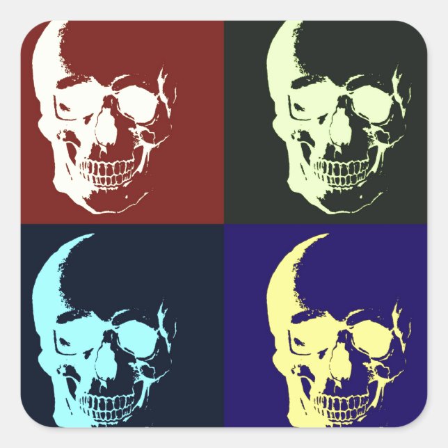 Adesivo Quadrado Pop Art Skull (Frente)