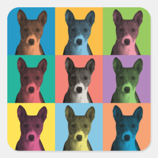 Adesivo Quadrado Pop-Art Stickers Basenji