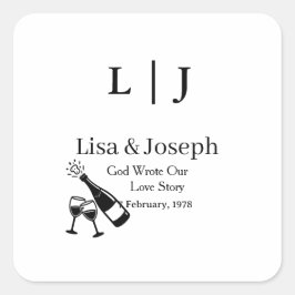 Adesivo Quadrado Popping Champagne &Toasting Glasses Wedding Party