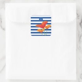 Adesivo Quadrado Poppy Blue Stripes Monograma