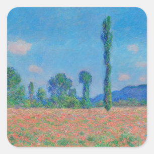 Adesivo Quadrado Poppy Field, Giverny (1891) Claude Monet belas art