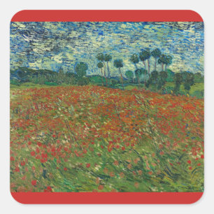 Adesivo Quadrado Poppy Fields por Vincent Van Gogh