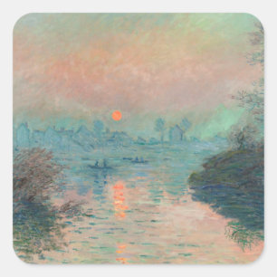 Adesivo Quadrado Pôr do sol de Monet no Sena Fine Art Impressionism