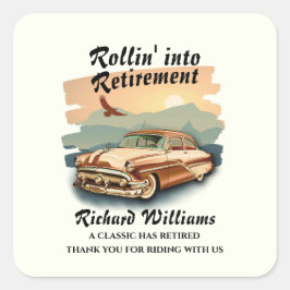 Adesivo Quadrado Pôr do sol do deserto do carro clássico reformado 