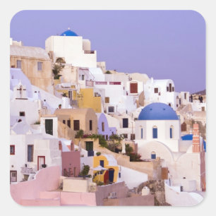 Adesivo Quadrado Pôr do sol em Oil, Santorini 2
