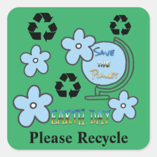 Adesivo Quadrado Por favor, Reciclar com o símbolo do Reciclagem D