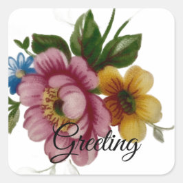 Adesivo Quadrado Porcelain Inspired Floral Sticker