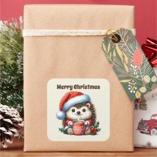 Adesivo Quadrado Porco de cacau de Natal