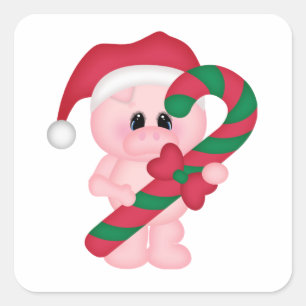 Adesivo Quadrado Porco do tempo do Natal