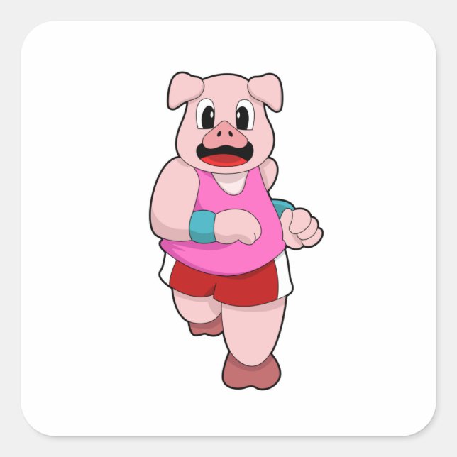 Adesivo Quadrado Porco em Execução (Frente)