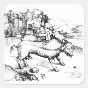 Adesivo Quadrado Porco monstruoso