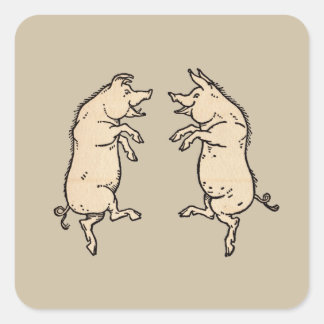 Adesivo Quadrado Porcos Antigos para Dançar: Whimsical Vintage Pigg