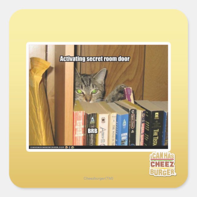 Adesivo Quadrado Porta secreta de activação da sala (Frente)