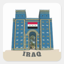 Adesivo Quadrado Portão de Ishtar Iraque Pontos Turísticos