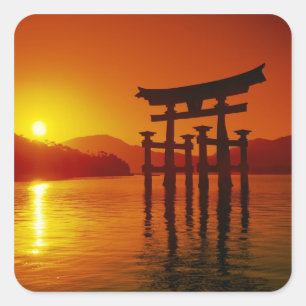Adesivo Quadrado Portão O-Torii, santuário Itsukushima, Miyajima,