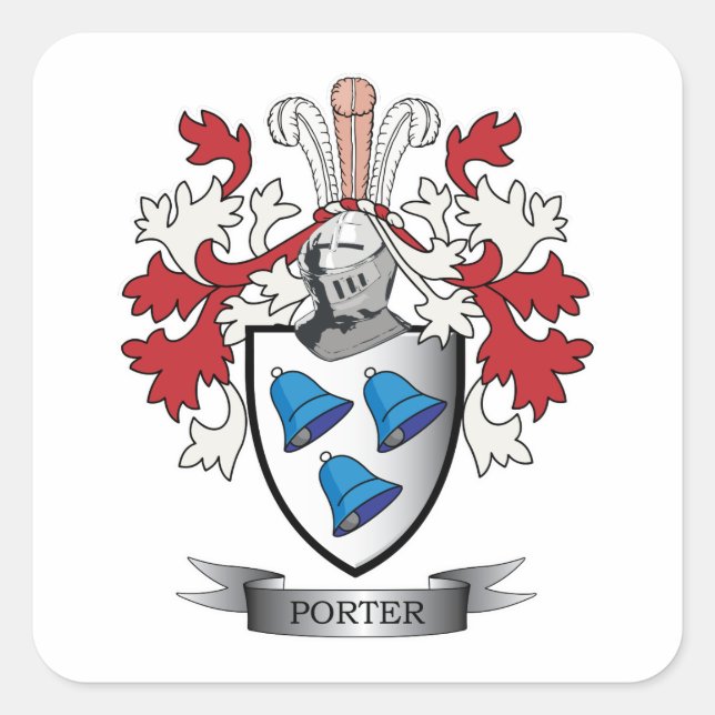Adesivo Quadrado Porter Family Crest Casaco de Armas (Frente)