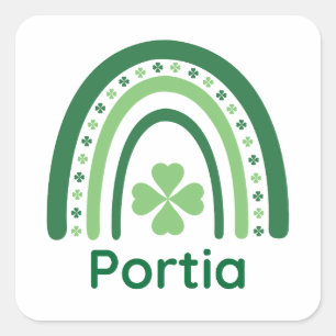 Adesivo Quadrado Portia Nome Clover Boho Rainbow
