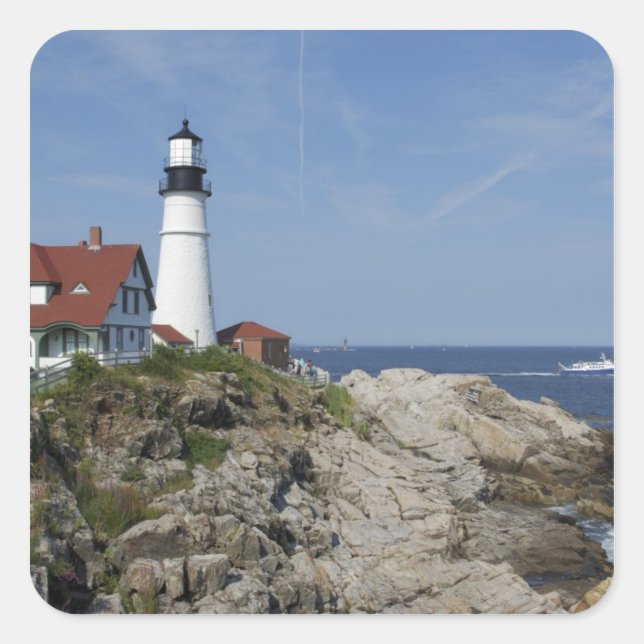 Adesivo Quadrado Portland Head Light, Cabo Elizabeth, Maine, (Frente)