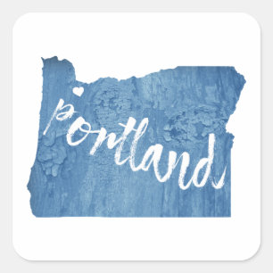 Adesivo Quadrado Portland, Oregon Wood Grain