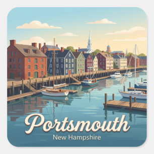 Adesivo Quadrado Porto de Portsmouth na Margem New Hampshire