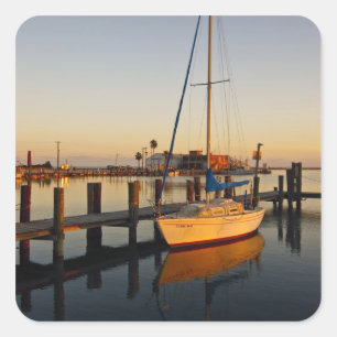 Adesivo Quadrado porto de Rockport, Texas ao pôr do sol
