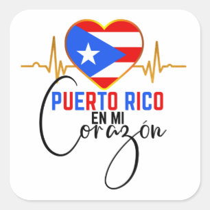 Adesivo Quadrado Porto Rico en mi Corazon Puerto Rican Pride