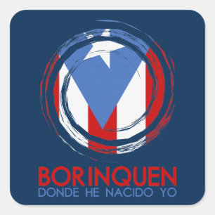Adesivo Quadrado Porto Rico Flag Borinquen