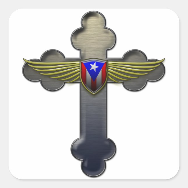 Adesivo Quadrado Porto Rico - Shield & Cross (Frente)