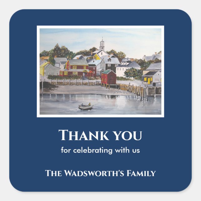 Adesivo Quadrado Portsmouth Harbour New Hampshire USA Painting (Frente)