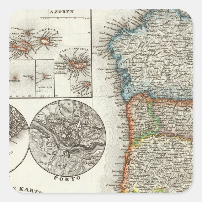 Adesivo Quadrado Portugal e Ilhas Cabo Verde (Frente)