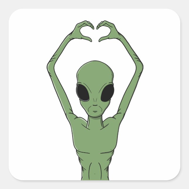 Adesivo Quadrado Pose do Coração Alien (Frente)