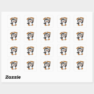 Adesivo Quadrado Pose Sticker Cute Chibi Penguin 'Delicioso'
