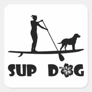Adesivo Quadrado Posição do cão do SUP