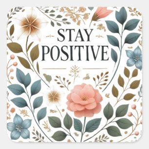 Adesivo Quadrado Positividade Floral