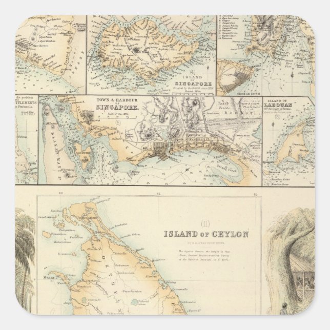 Adesivo Quadrado Posse Britânica no Mar Índio (Frente)