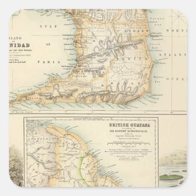 Adesivo Quadrado Possessões britânicas na costa leste norte (Frente)