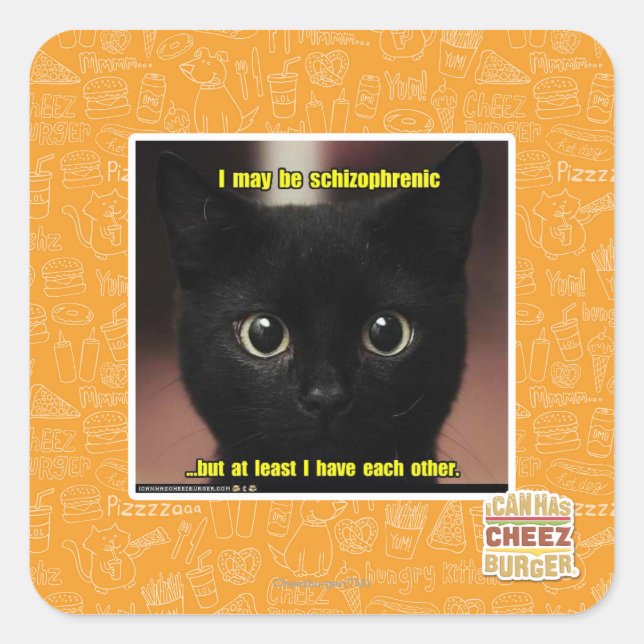 Adesivo Quadrado Posso ser esquizofrênico (Frente)