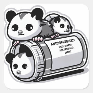 Adesivo Quadrado Possum Antidepressivos