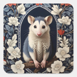 Adesivo Quadrado Possum Encantador Inspirado em William Morris Flor