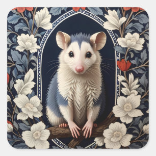 Adesivo Quadrado Possum Encantador Inspirado em William Morris Flor