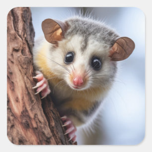 Adesivo Quadrado Possum Fofo Animal Natureza Vida Selvagem